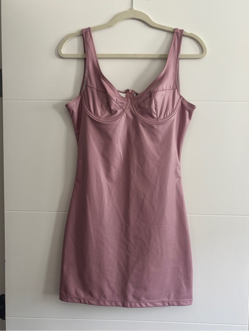 Women's Pink PU Mini Dress